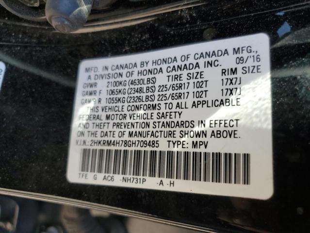 2016 HONDA CR-V EXL - 2HKRM4H78GH709485