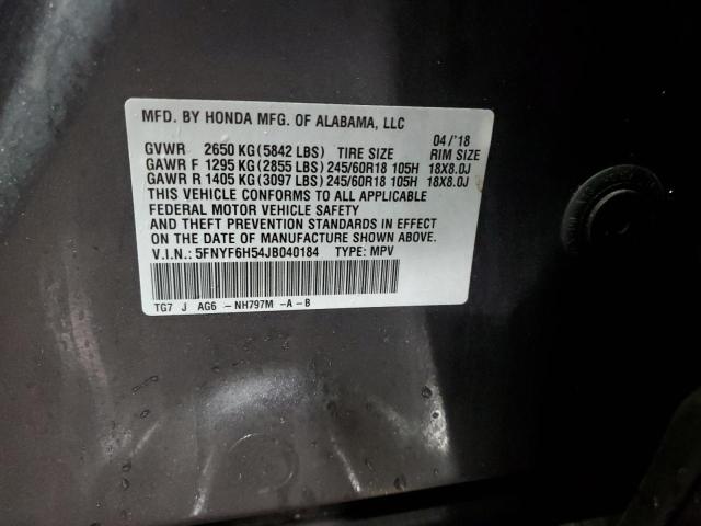 2018 HONDA PILOT EXL - 5FNYF6H54JB040184
