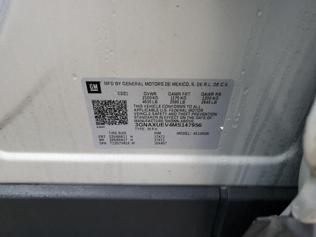 2021 CHEVROLET EQUINOX LT - 3GNAXUEV4MS147956