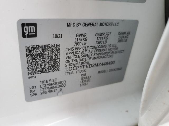 2021 CHEVROLET SILVERADO 1GCPYFED2MZ448490