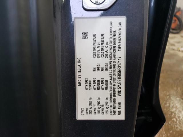 2022 TESLA MODEL 3 - 5YJ3E1EB5NF317117
