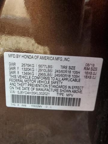2019 ACURA MDX - 5J8YD4H35KL002021