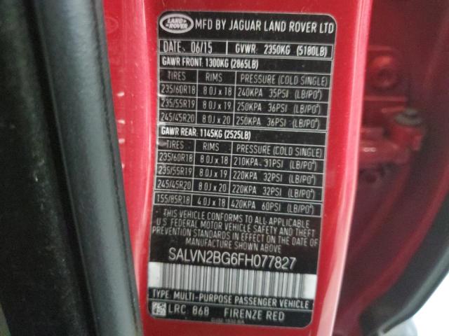 VIN SALVN2BG6FH077827 2015 LAND ROVER RANGEROVER no.13