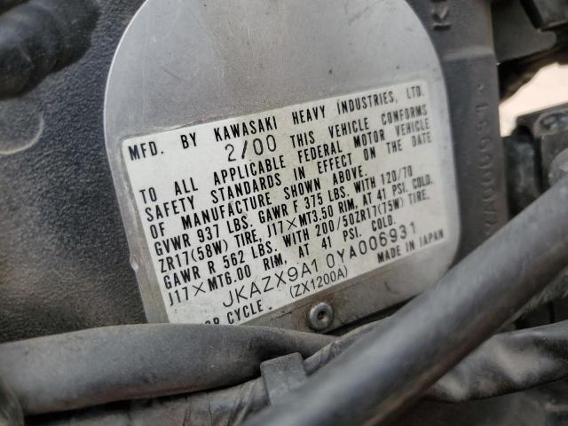 2000 KAWASAKI ZX1200 A1 - JKAZX9A10YA006931