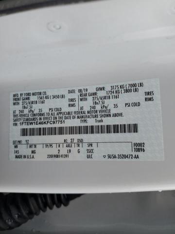 2019 FORD F150 SUPER - 1FTEW1E46KFC97751