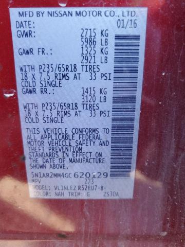 2016 NISSAN PATHFINDER - 5N1AR2MM4GC620129