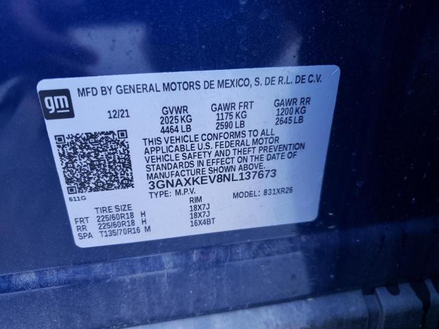 2022 CHEVROLET EQUINOX LT - 3GNAXKEV8NL137673