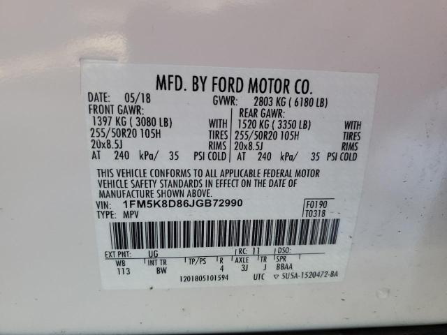 2018 FORD EXPLORER X - 1FM5K8D86JGB72990