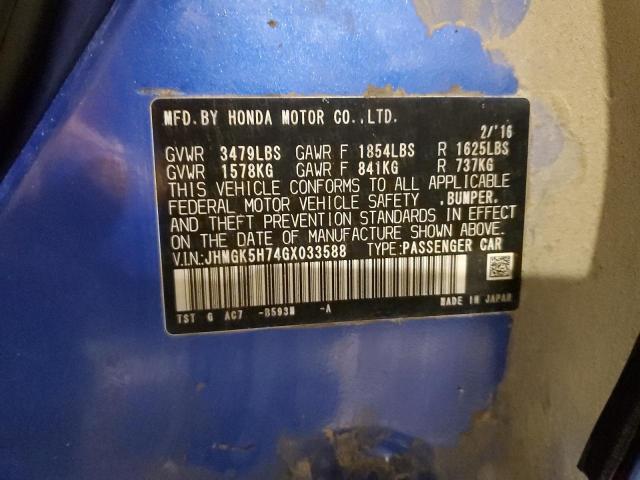 2016 HONDA FIT EX - JHMGK5H74GX033588
