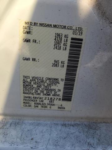 2019 NISSAN ALITMA 1N4BL4BV5KC218278