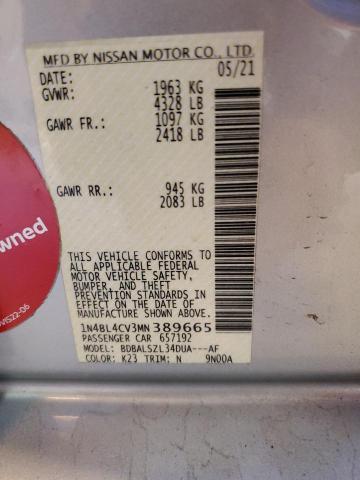 2021 NISSAN ALTIMA SR - 1N4BL4CV3MN389665