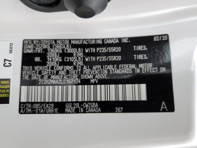 VIN 2T2HZMAA2LC167134 2020 LEXUS RX350 no.13