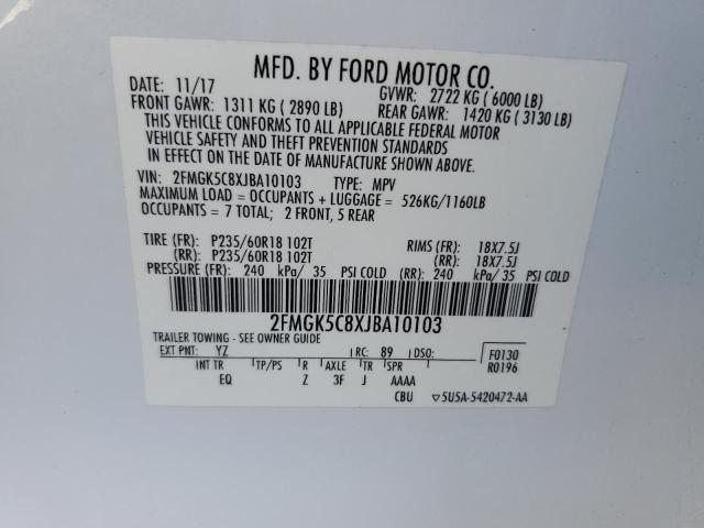 VIN 2FMGK5C8XJBA10103 2018 FORD FLEX no.13