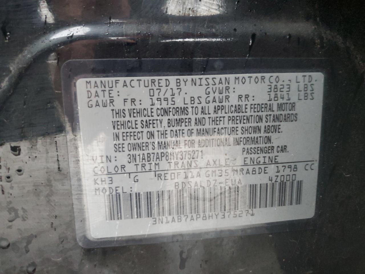 Lot #3045574736 2017 NISSAN SENTRA S