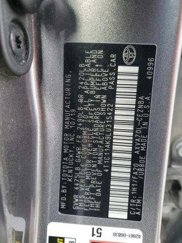 VIN 4T1C11AK9LU315422 2020 TOYOTA CAMRY no.12