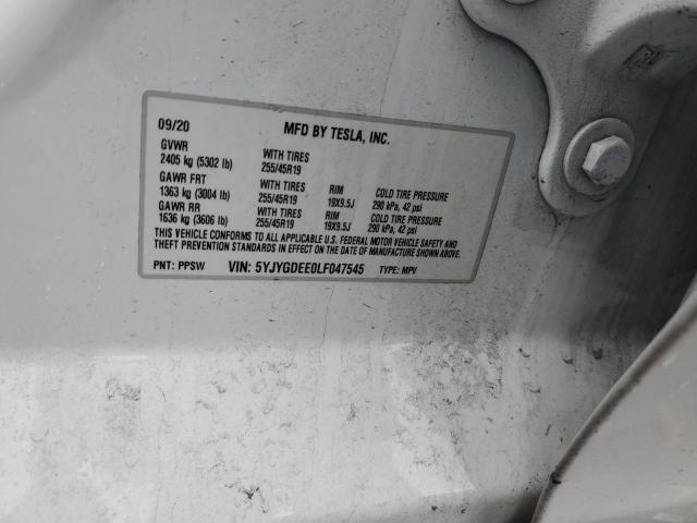 2020 TESLA MODEL Y - 5YJYGDEE0LF047545