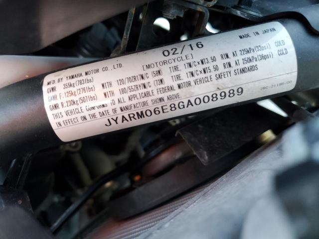 2016 YAMAHA FZ07 JYARM06E8GA008989