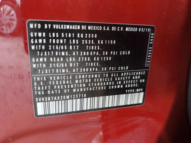 2019 VOLKSWAGEN TIGUAN SE - 3VV3B7AX2KM123716