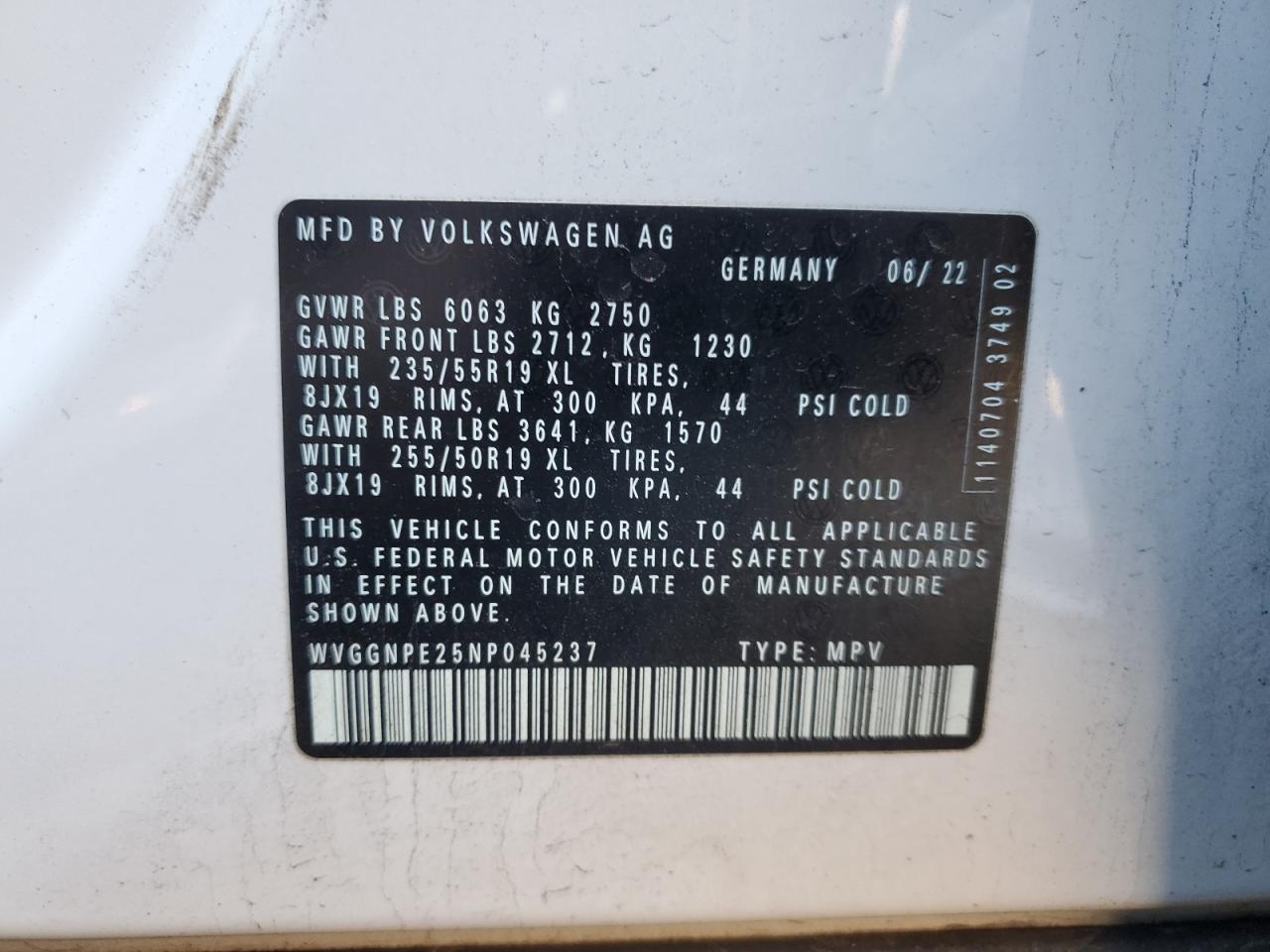 Lot #3034280115 2022 VOLKSWAGEN ID.4 PRO S