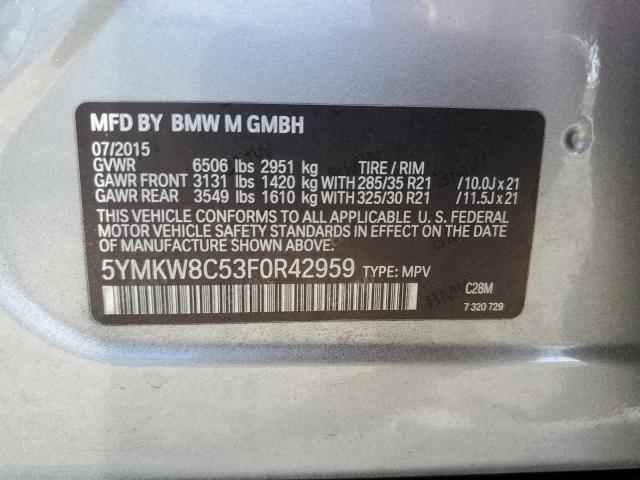 2015 BMW X6 M 5YMKW8C53F0R42959