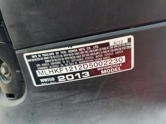 2013 HONDA PCX 150 MLHKF1212D5002230