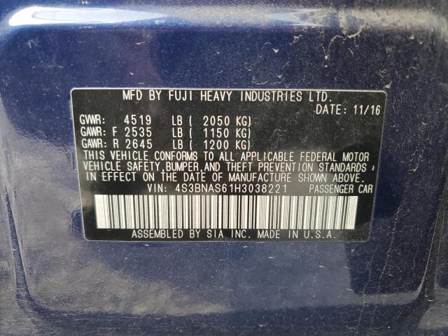 2017 SUBARU LEGACY SPO 4S3BNAS61H3038221