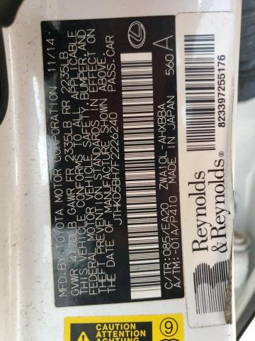 2015 LEXUS CT 200 JTHKD5BH7F2226240