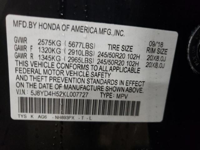 2019 ACURA MDX TECHNO - 5J8YD4H52KL007727
