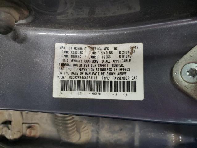 VIN 1HGCR2F35GA073113 2016 HONDA ACCORD no.12