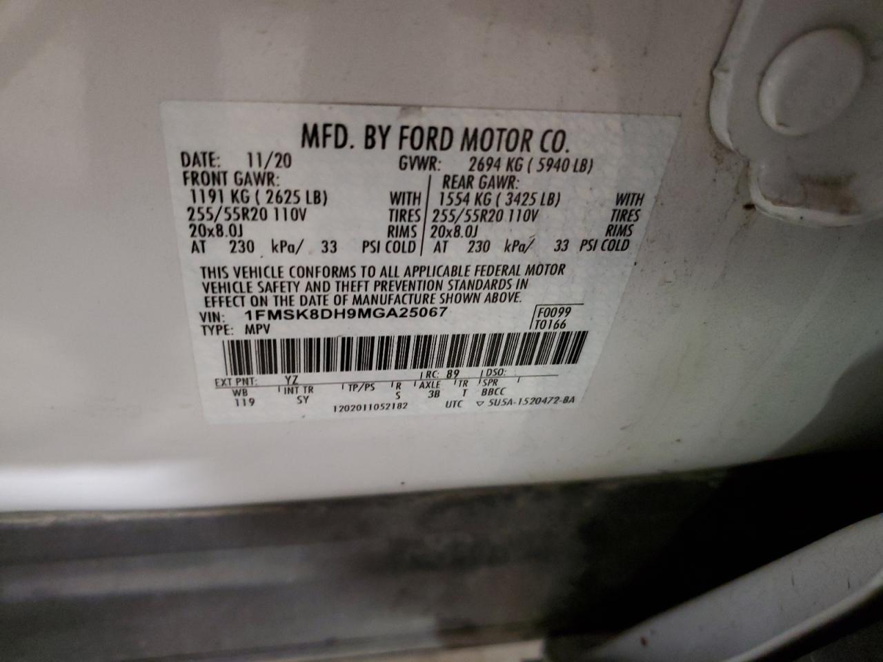 Lot #3040834753 2021 FORD EXPLORER X