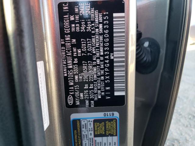 2016 KIA SORENTO 5XYPG4A33GG063351