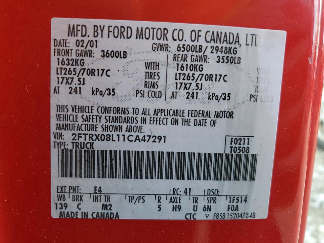 Lot #3029478687 2001 FORD F150