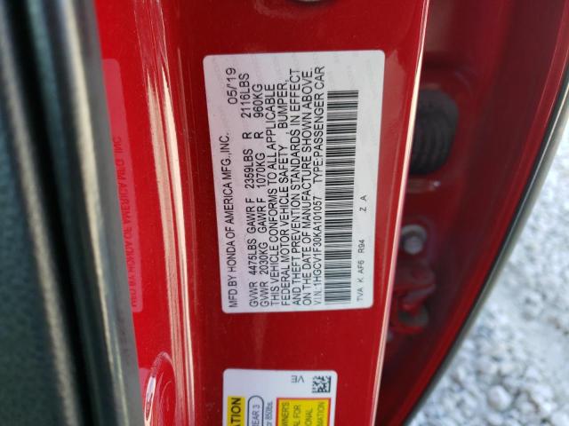 VIN 1HGCV1F30KA101057 2019 HONDA ACCORD no.12