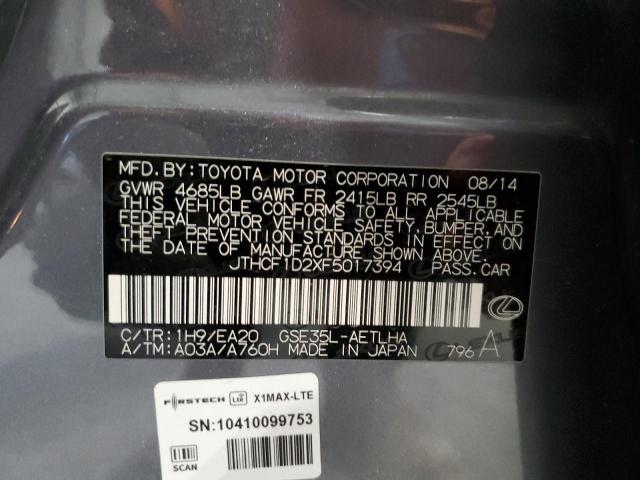 VIN JTHCF1D2XF5017394 2015 LEXUS IS no.12