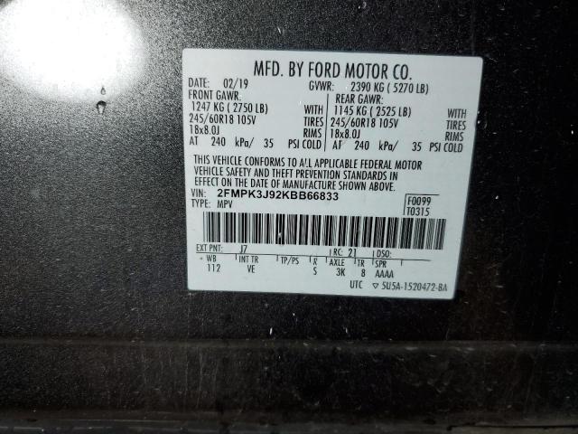 2019 FORD EDGE SEL - 2FMPK3J92KBB66833