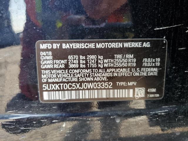 VIN 5UXKT0C5XJ0W03352 2018 BMW X5 no.13