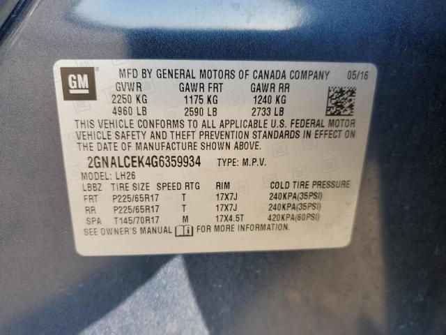 2016 CHEVROLET EQUINOX LT - 2GNALCEK4G6359934