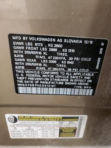 2016 VOLKSWAGEN TOUAREG SP WVGEF9BP3GD010197