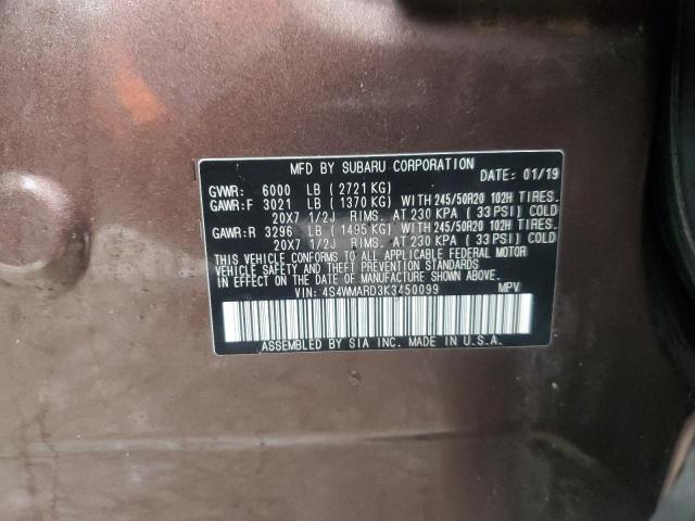 2019 SUBARU ASCENT TOU 4S4WMARD3K3450099