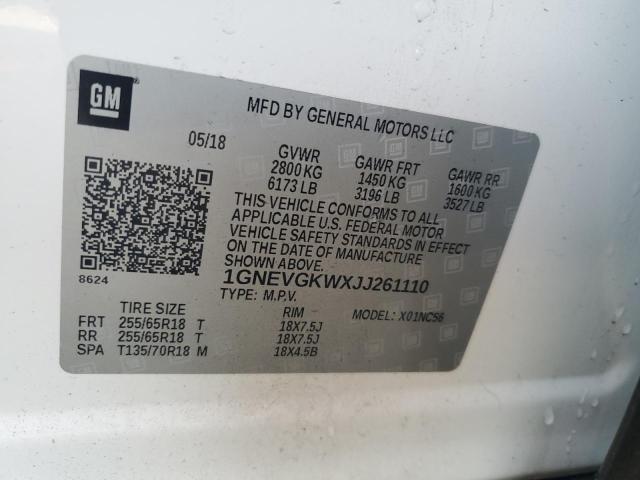 2018 CHEVROLET TRAVERSE L - 1GNEVGKWXJJ261110