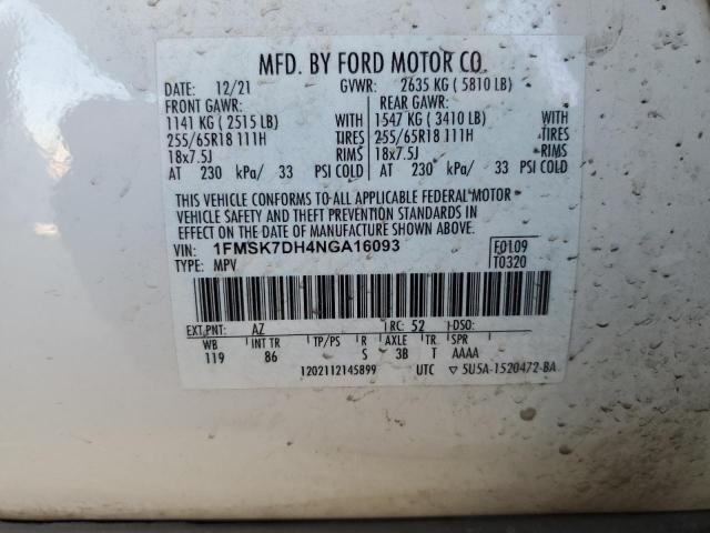 2022 FORD EXPLORER X - 1FMSK7DH4NGA16093