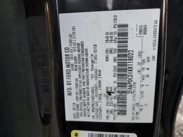 2019 FORD FUSION SEL - 3FA6P0CD1KR118023