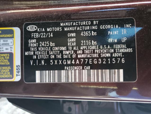 VIN 5XXGM4A77EG321576 2014 KIA OPTIMA no.12