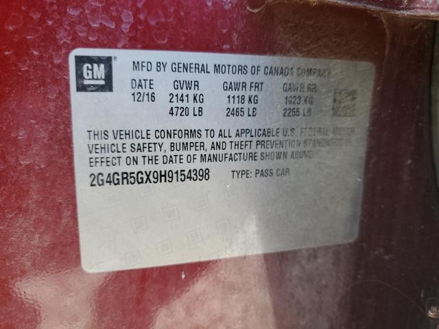 2017 BUICK REGAL PREM 2G4GR5GX9H9154398