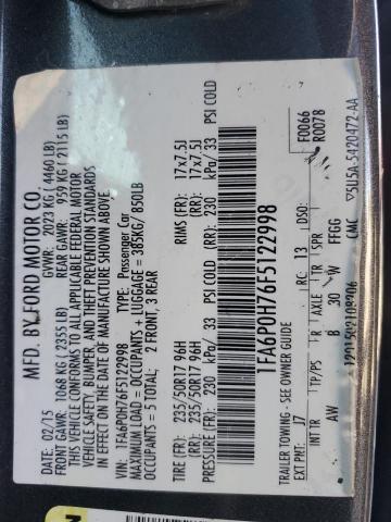 VIN 1FA6P0H76F5122998 2015 FORD FUSION no.12