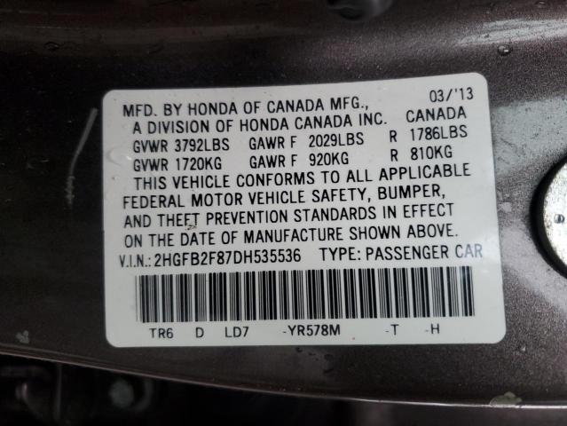 VIN 2HGFB2F87DH535536 2013 HONDA CIVIC no.12