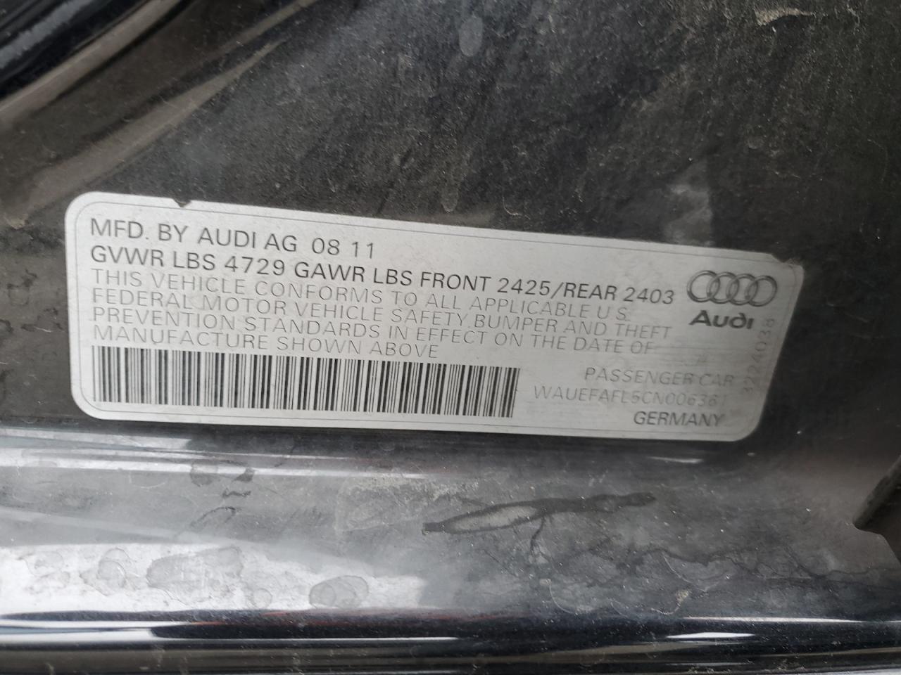 Lot #3050371896 2012 AUDI A4 PREMIUM