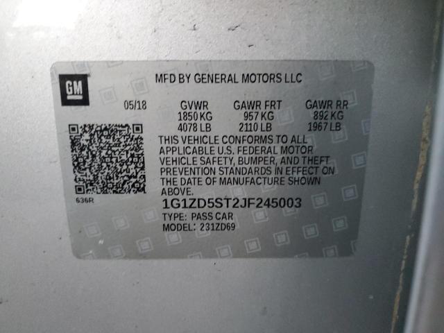 2018 CHEVROLET MALIBU LT - 1G1ZD5ST2JF245003
