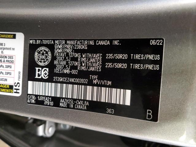 2022 LEXUS NX 350H 2T2GKCEZ4NC003932
