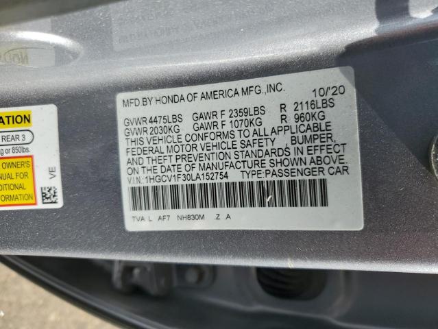 VIN 1HGCV1F30LA152754 2020 HONDA ACCORD no.12